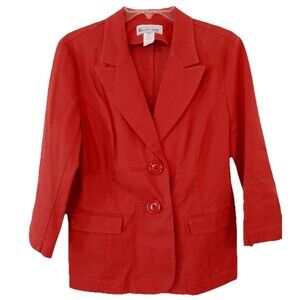 Elliott Lauren Women's Blazer Jacket Red Size 10 Buttons Classic Office